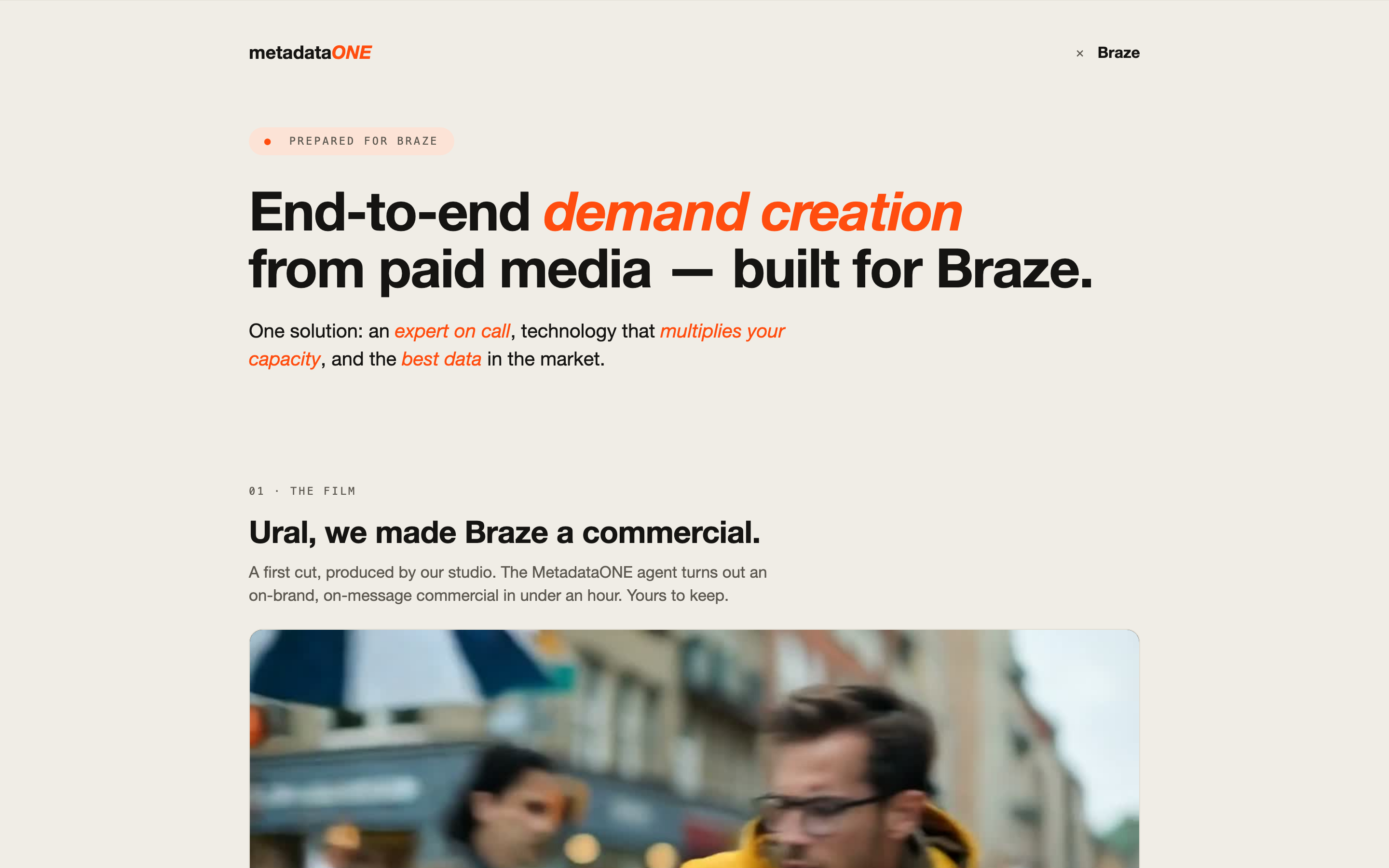 Live landing page for Braze